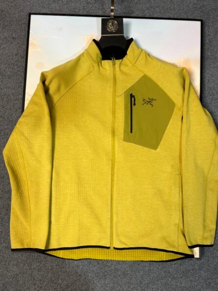 Arc'teryxa full-zip plaid fleece stand-up jacket Handmade ponte stitching Simple and easy to match stand-up jacket - 图片 6