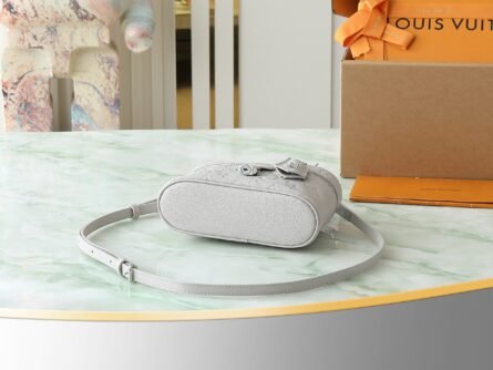 Light Grey Full Leather Chain Pouch Cosmetic Bag VANITY CHAIN POUCH Handbag - 图片 4