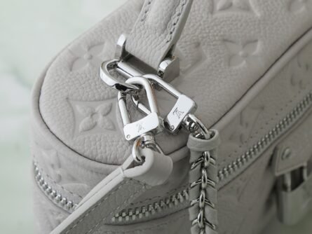 Light Grey Full Leather Chain Pouch Cosmetic Bag VANITY CHAIN POUCH Handbag - 图片 6