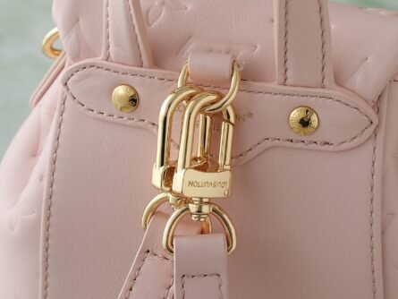 Pink Full Leather Embossed Shoulder Bag COUSSIN BACKPACK Mini Handbag - 图片 11