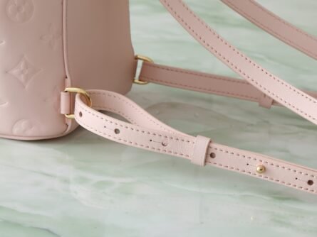 Pink Full Leather Embossed Shoulder Bag COUSSIN BACKPACK Mini Handbag - 图片 12