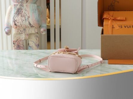 Pink Full Leather Embossed Shoulder Bag COUSSIN BACKPACK Mini Handbag - 图片 4