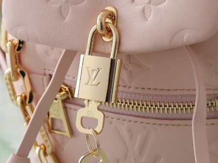 Pink Full Leather Embossed Shoulder Bag COUSSIN BACKPACK Mini Handbag - 图片 5