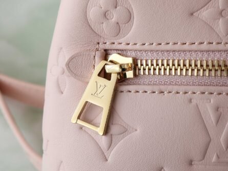 Pink Full Leather Embossed Shoulder Bag COUSSIN BACKPACK Mini Handbag - 图片 7