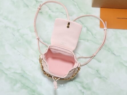 Pink Full Leather Embossed Shoulder Bag COUSSIN BACKPACK Mini Handbag - 图片 8