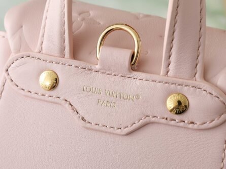 Pink Full Leather Embossed Shoulder Bag COUSSIN BACKPACK Mini Handbag - 图片 10