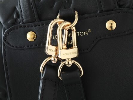 Black Full Leather Embossed Shoulder Bag COUSSIN BACKPACK Small Handbag - 图片 12