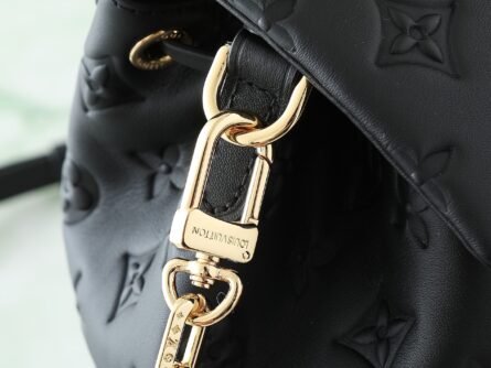 Black Full Leather Embossed Shoulder Bag COUSSIN BACKPACK Small Handbag - 图片 13