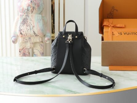 Black Full Leather Embossed Shoulder Bag COUSSIN BACKPACK Small Handbag - 图片 3