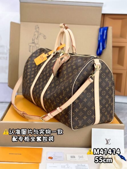 Old Flower Tree Leather Large KEEPALL BANDOULIÈRE 55 Travel Bag - 图片 5