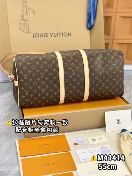 Old Flower Tree Leather Large KEEPALL BANDOULIÈRE 55 Travel Bag - 图片 6