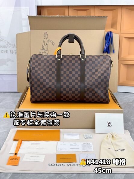 KEEPALL BANDOULIÈRE 45 TRAVEL BAG in brown check - 图片 2