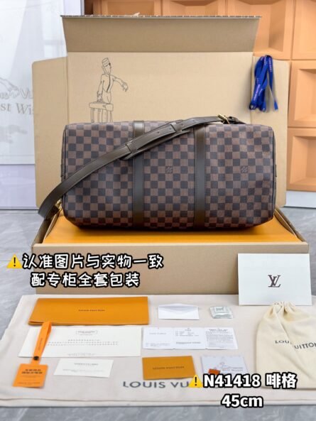 KEEPALL BANDOULIÈRE 45 TRAVEL BAG in brown check - 图片 7