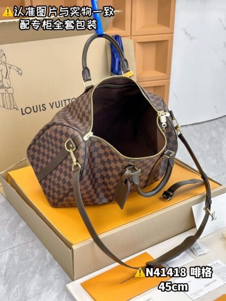 KEEPALL BANDOULIÈRE 45 TRAVEL BAG in brown check - 图片 8