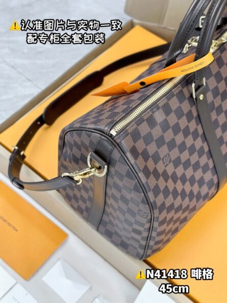 KEEPALL BANDOULIÈRE 45 TRAVEL BAG in brown check - 图片 9