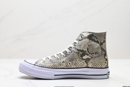 Stussy x Converse ALL STAR CHUCK 70 Converse Snake print fashion versatile non-slip wear-resistant high-top canvas shoes - 图片 2