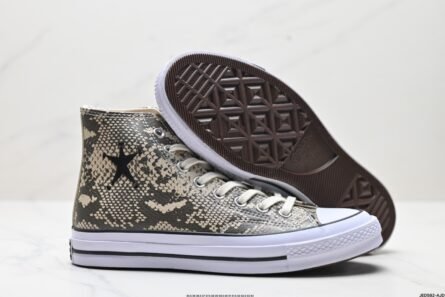 Stussy x Converse ALL STAR CHUCK 70 Converse Snake print fashion versatile non-slip wear-resistant high-top canvas shoes - 图片 4