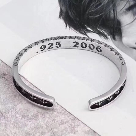 Crow heartClassic crosshatch open bracelet - 图片 6