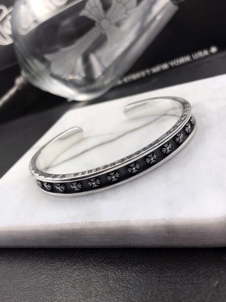 Crow heartClassic crosshatch open bracelet - 图片 9