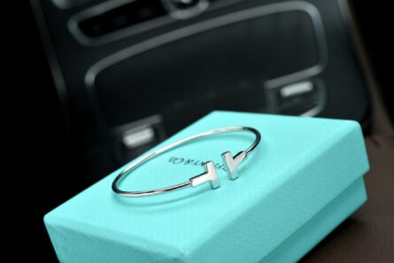 Tiffany Double T Opening Diamond Free White Gold Bracelet - 图片 2